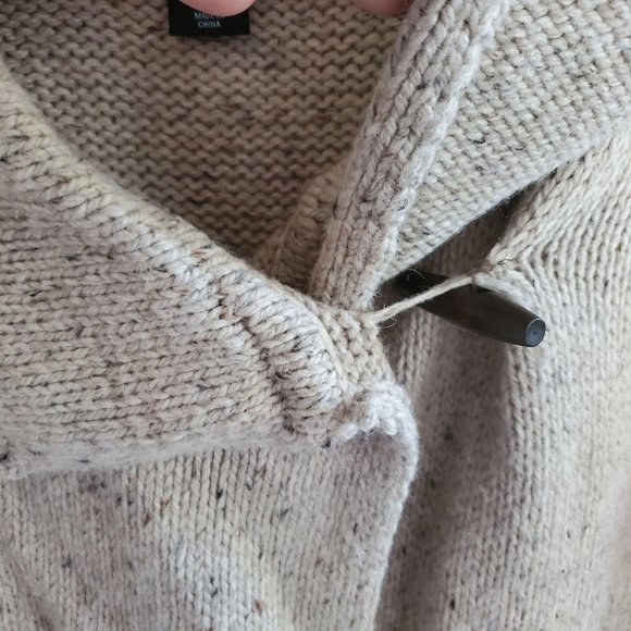 Cynthia Rowley Wool Blend Cowl Cardigan Sweater M Marled Toggle Button Pockets - Picture 4 of 6